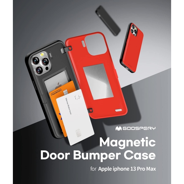 Goospery Magnetic Door Bumper iPhone 13 Pro Max Klf -Red