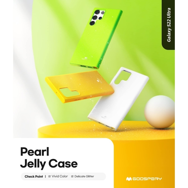 Goospery Pearl Jelly Serisi Silikon Samsung Galaxy S22 Ultra Klf-White