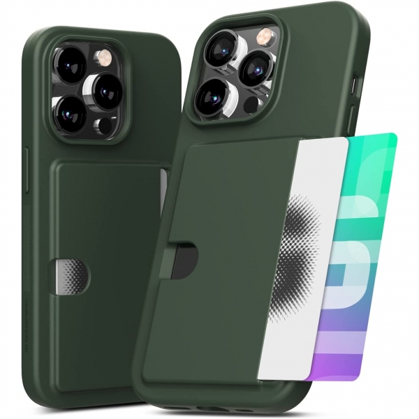 Goospery Rail Serisi iPhone 14 Pro Czdan Klf-Dark Green