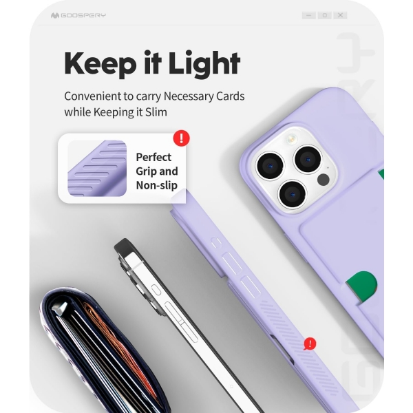 Goospery Rail Serisi Apple iPhone 15 Pro Czdan Klf-Purple