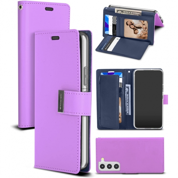 Goospery Rich Serisi Czdan Samsung Galaxy S22 Klf-Purple