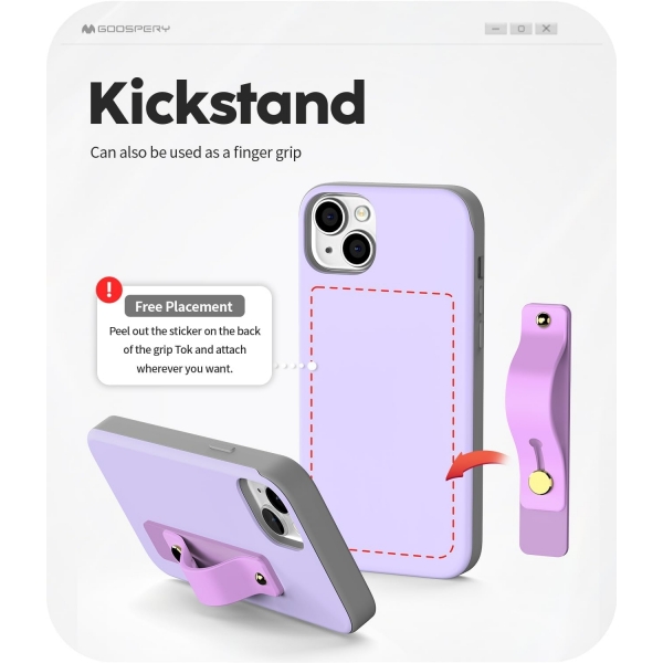 Goospery SlideTok Serisi Apple iPhone 15 Plus Czdan Klf-Purple