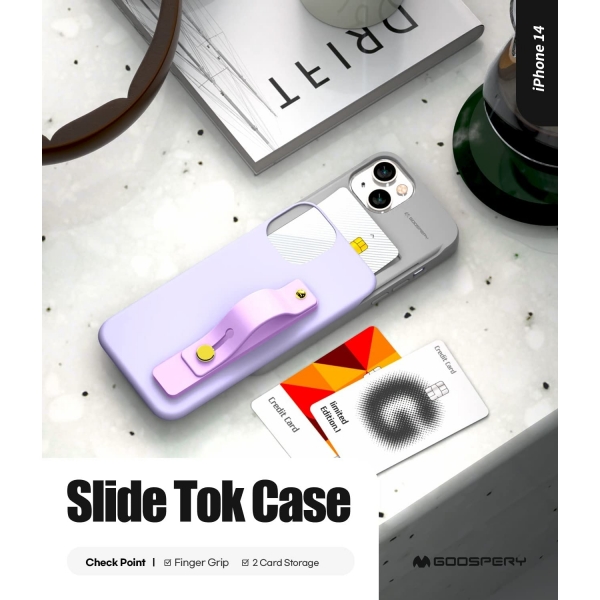 Goospery SlideTok Serisi iPhone 14 Czdan Klf-Lilac Purple