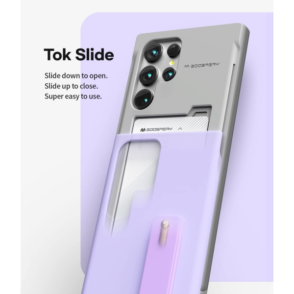 Goospery SlideTok Serisi Czdan Samsung Galaxy S22 Ultra Klf-Purple