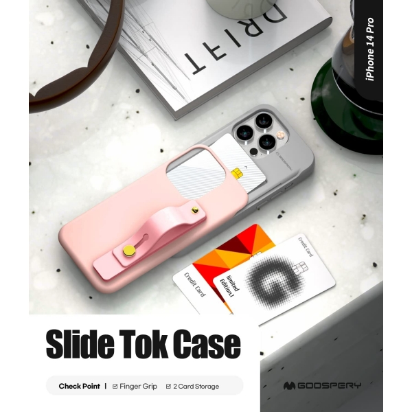 Goospery SlideTok Serisi iPhone 14 Pro Czdan Klf-Mint
