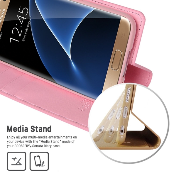 Goospery Samsung Galaxy S7 Edge Yumuak Deri Klf-Pink