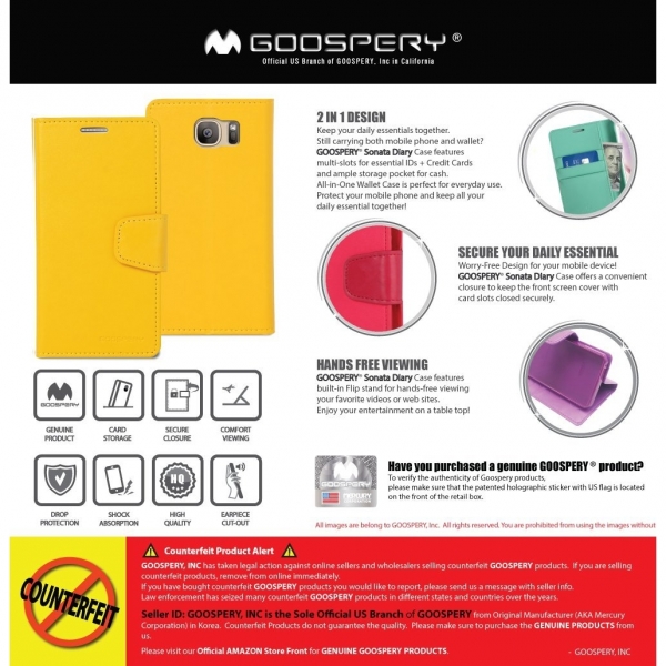 Goospery Samsung Galaxy S7 Edge Yumuak Deri Klf-Gold