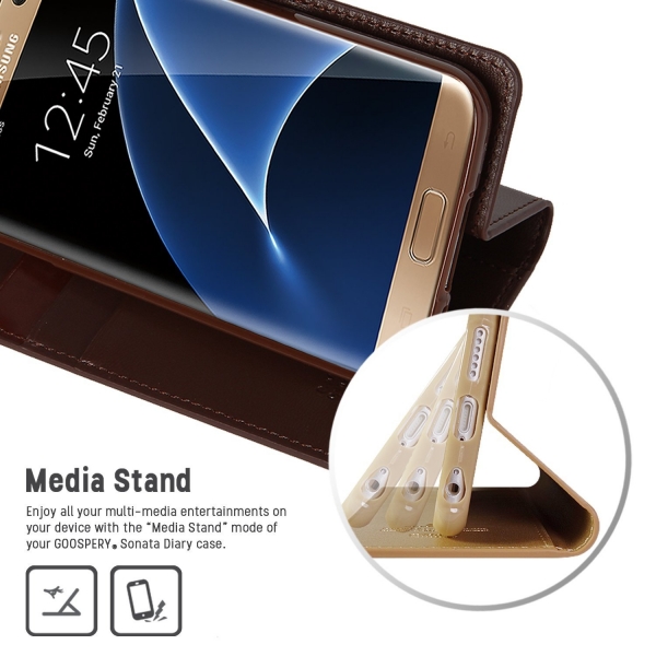 Goospery Samsung Galaxy S7 Edge Yumuak Deri Klf-Brown