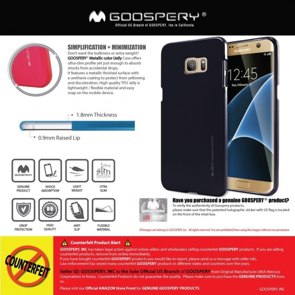 Goospery i-Jelly Ultra Slim Fit Galaxy S7 Edge Klf-METALLIC Silver