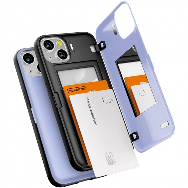 Goospery iPhone 13 Case Card Holder Czdan Klf-Lilac Purple