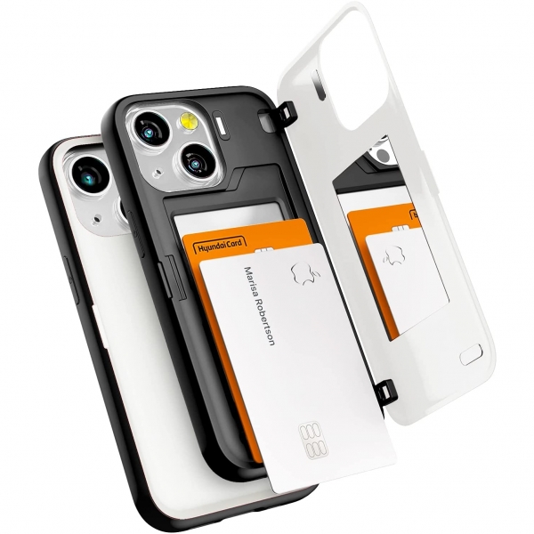 Goospery iPhone 13 Mini Case Card Holder Czdan Klf-White