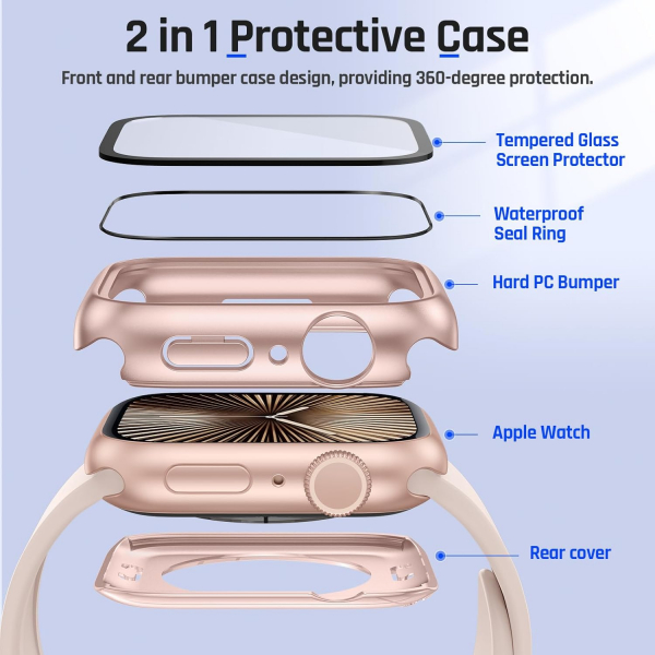 Goton Apple Watch 10 46mm Bumper Su Geirmez Klf-Rose Gold