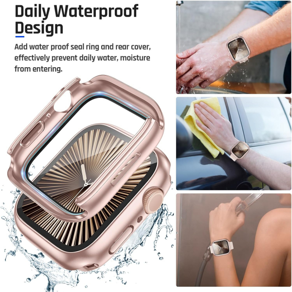 Goton Apple Watch 10 46mm Bumper Su Geirmez Klf-Rose Gold