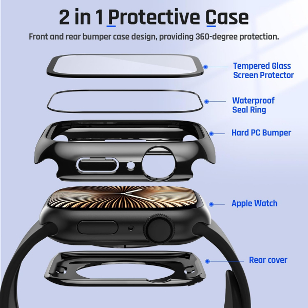 Goton Apple Watch 10 46mm Bumper Su Geirmez Klf-Glossy Black 