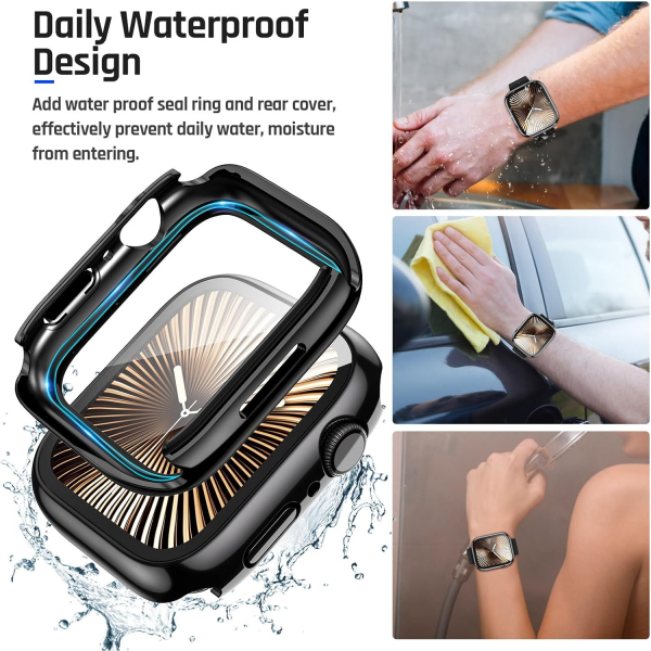 Goton Apple Watch 10 46mm Bumper Su Geirmez Klf-Glossy Black 
