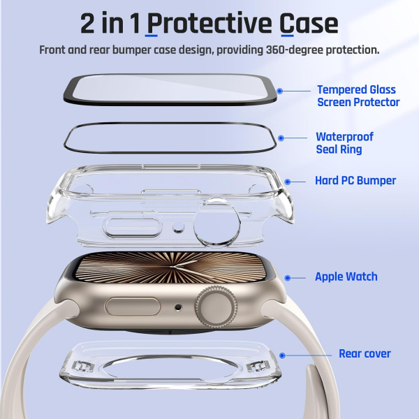 Goton Apple Watch 10 46mm Bumper Su Geirmez Klf-Clear 