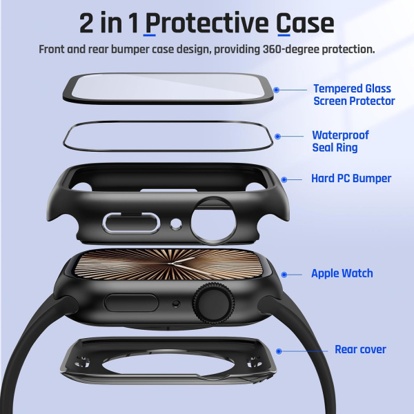 Goton Apple Watch 10 46mm Bumper Su Geirmez Klf-Black 