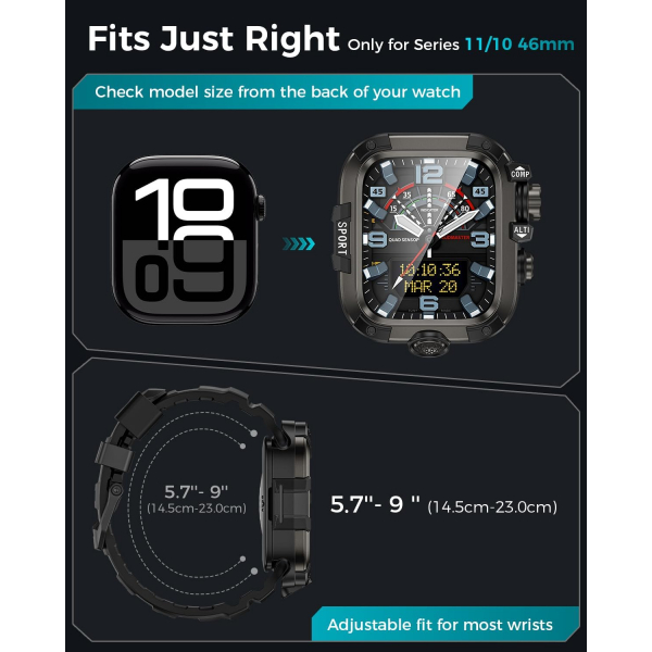 Goton Apple Watch 11 46mm Rugged Kay-Black