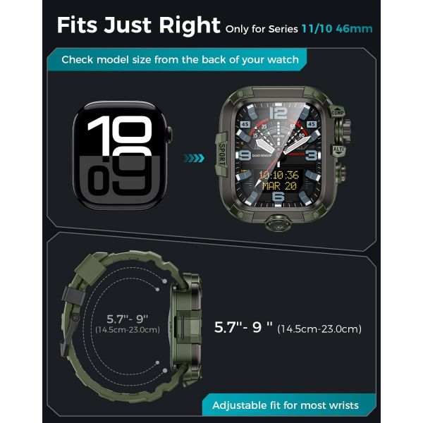 Goton Apple Watch 11 46mm Rugged Kay-Green