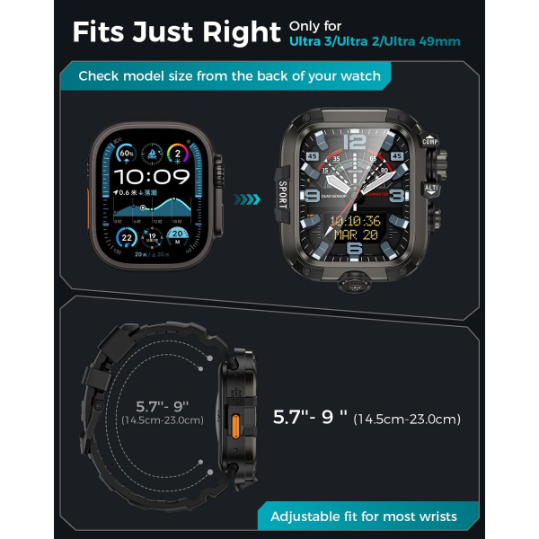 Goton Apple Watch Ultra 3 49mm Rugged Kay-Black
