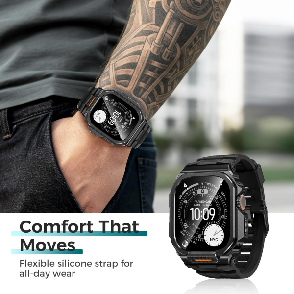 Goton Apple Watch Ultra 3 Silikon Kay-Black