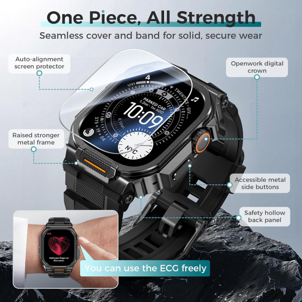 Goton Apple Watch Ultra 3 Silikon Kay-Black