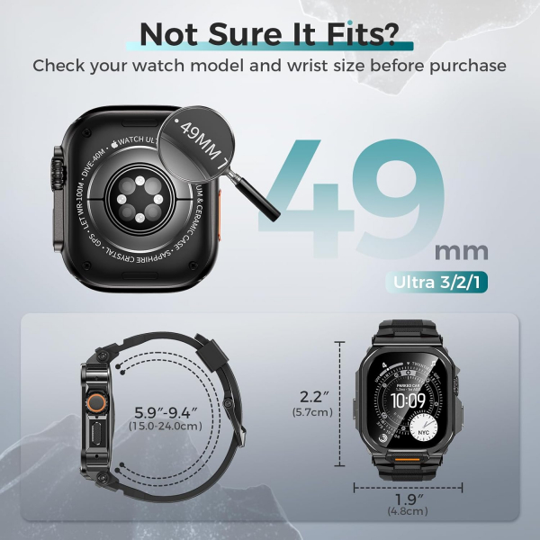 Goton Apple Watch Ultra 3 Silikon Kay-Black