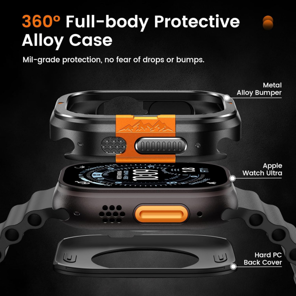 LETOID Apple Watch Ultra 3 Bumper Klf-Black