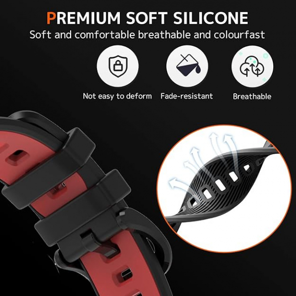 NINKI Galaxy Watch Ultra 47mm Silikon Kay-Black Red