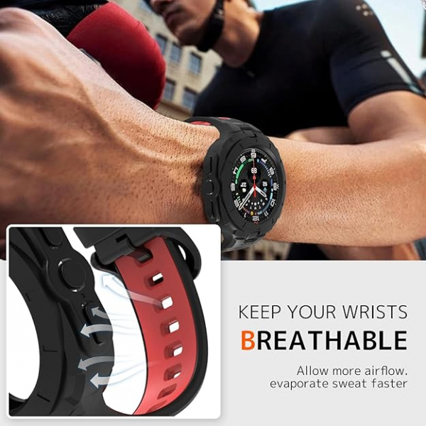 NINKI Galaxy Watch Ultra 47mm Silikon Kay-Black Red
