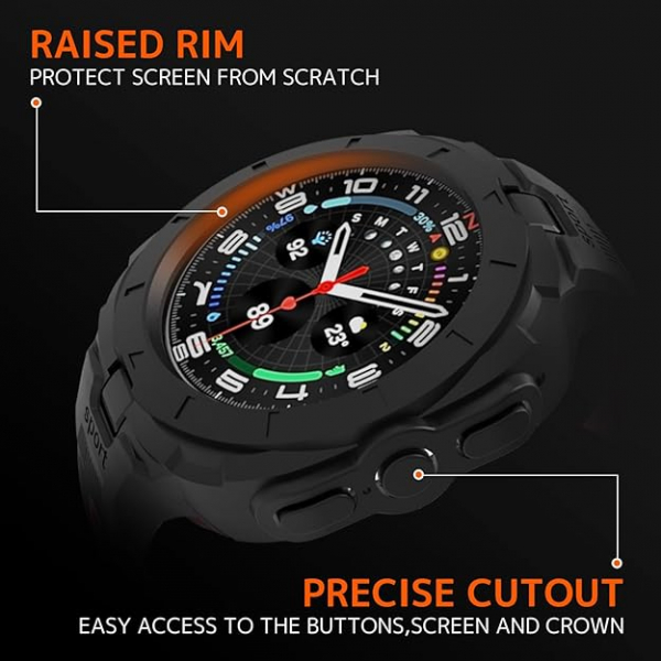 NINKI Galaxy Watch Ultra 47mm Silikon Kay-Black Red
