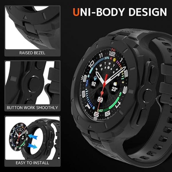 NINKI Galaxy Watch Ultra 47mm Silikon Kay-Black