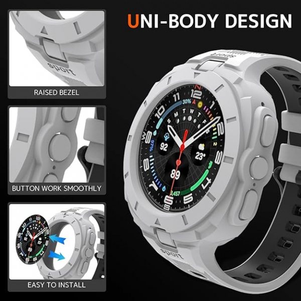 NINKI Galaxy Watch Ultra 47mm Silikon Kay-White Black 