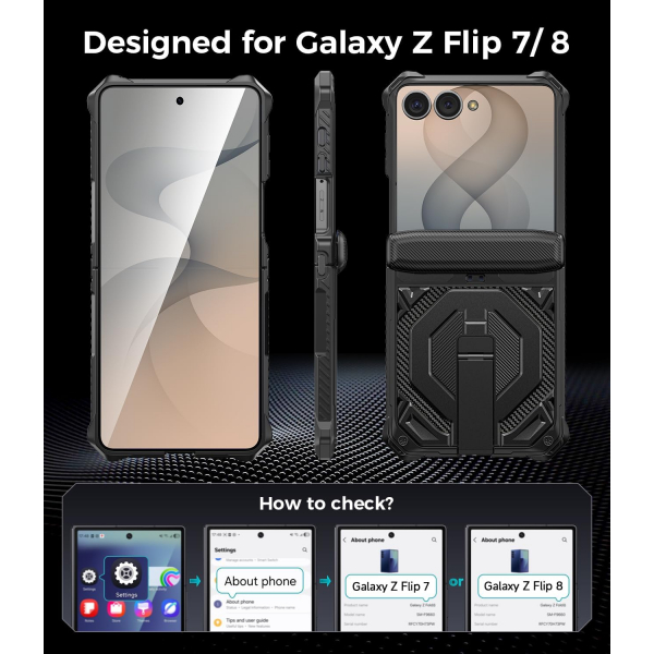 Goton Galaxy Z Flip 8 Standl� Ekran Koruyuculu K�l�f-Black
