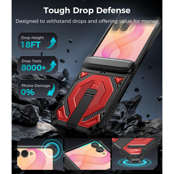 Goton Galaxy Z Flip 8 Standl� Ekran Koruyuculu K�l�f-Red