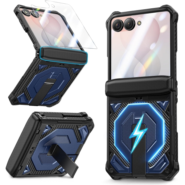 Goton Galaxy Z Flip 8 Standl� Ekran Koruyuculu K�l�f-Blue