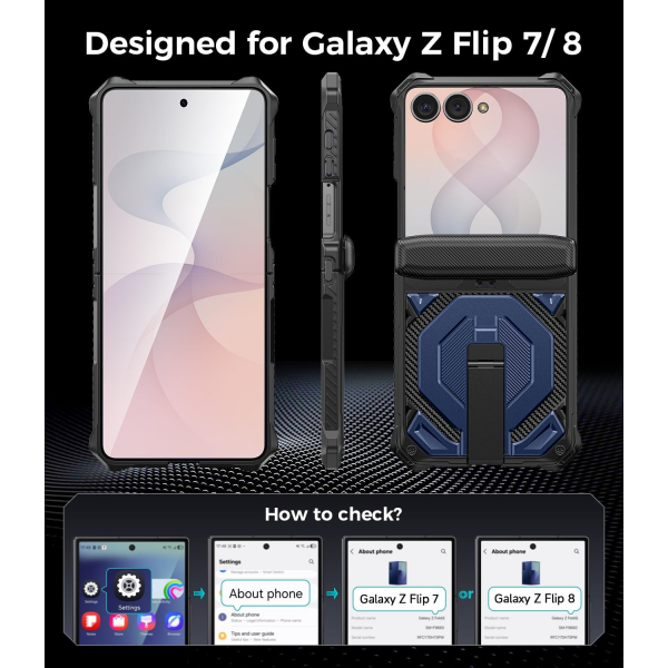 Goton Galaxy Z Flip 8 Standl� Ekran Koruyuculu K�l�f-Blue