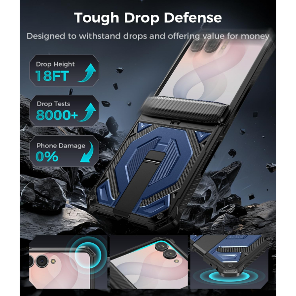 Goton Galaxy Z Flip 8 Standl� Ekran Koruyuculu K�l�f-Blue