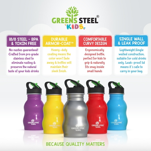 Greens Steel Kids Paslanmaz elik Termos (350ml)-Purple