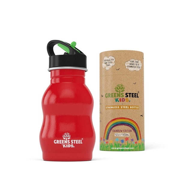 Greens Steel Kids Paslanmaz elik Termos (350ml)-Red