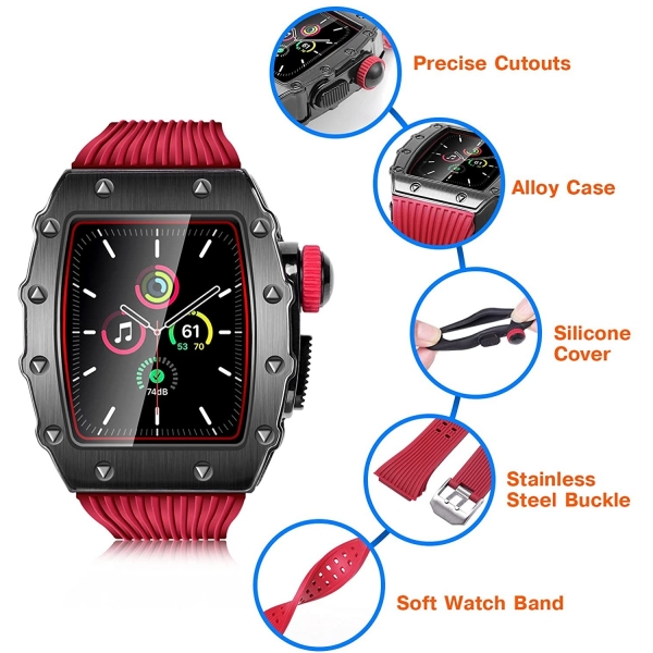 HUALIMEI Apple Watch 6 Silikon Kay (44mm)-Red