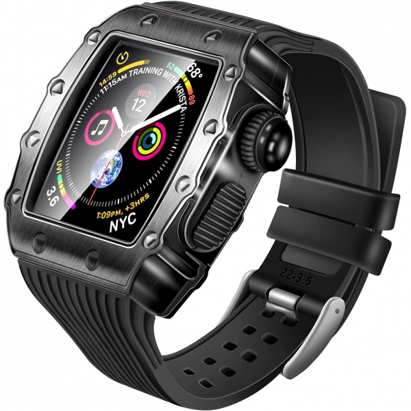 HUALIMEI Apple Watch 6 Silikon Kay (44mm)-Black