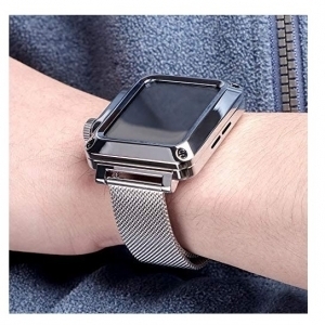 HUALIMEI Apple Watch Tam Korumal Metal Kay (40mm)-Silver