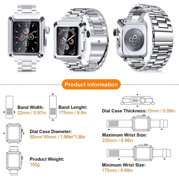 HUALIMEI Apple Watch Metal Kay (44mm)-Silver