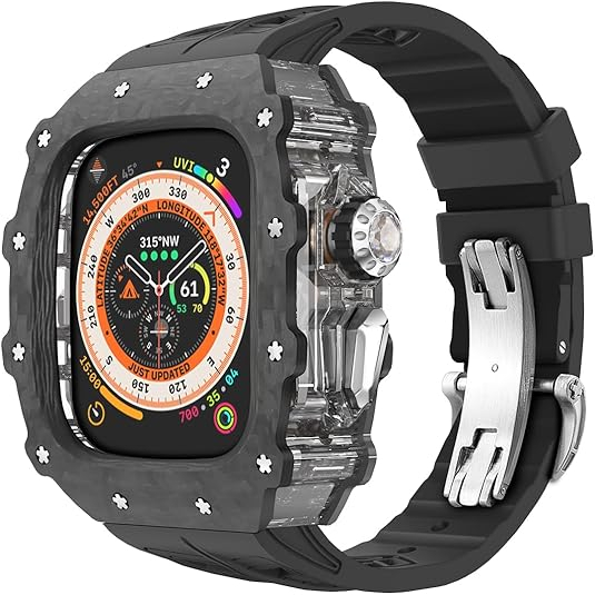 HUALIMEI Karbon Fiber Apple Watch Ultra 2.Nesil Kay-Silver