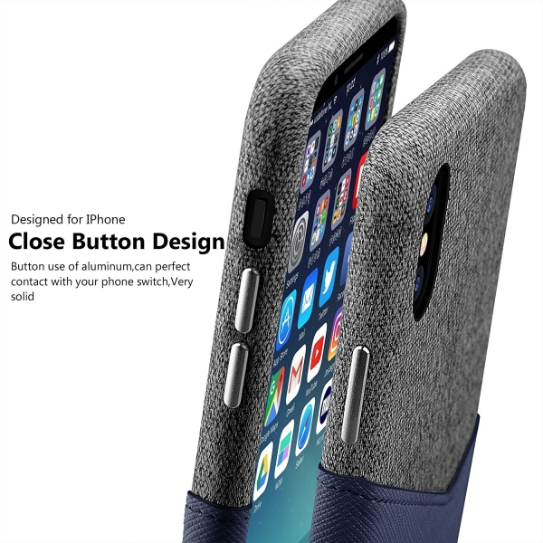 Hanlesi Apple iPhone X Kartlkl Klf-Gray - Blue