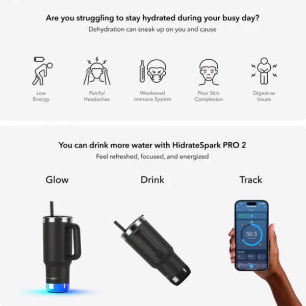 Hidrate Spark PRO 2 Akll Su Bardak iesi (890mL)-Black