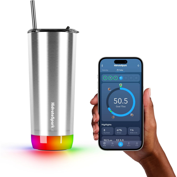 Hidrate Spark PRO Tumbler Akll Su iesi (590 mL)-Brushed Stainless