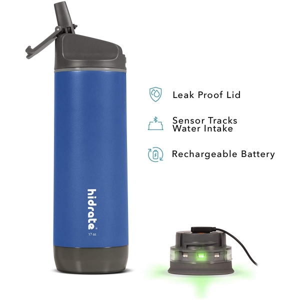 Hidrate Spark Paslanmaz Çelik Pipetli Akıllı Su Şişesi (620 ml)-Deep Blue
