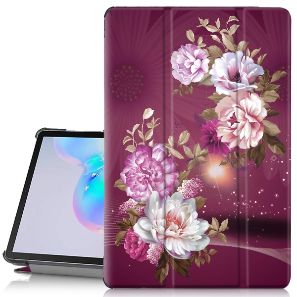 Hocase Samsung Galaxy Tab S6 Klf (10.5 in)-Burgundy Flowers